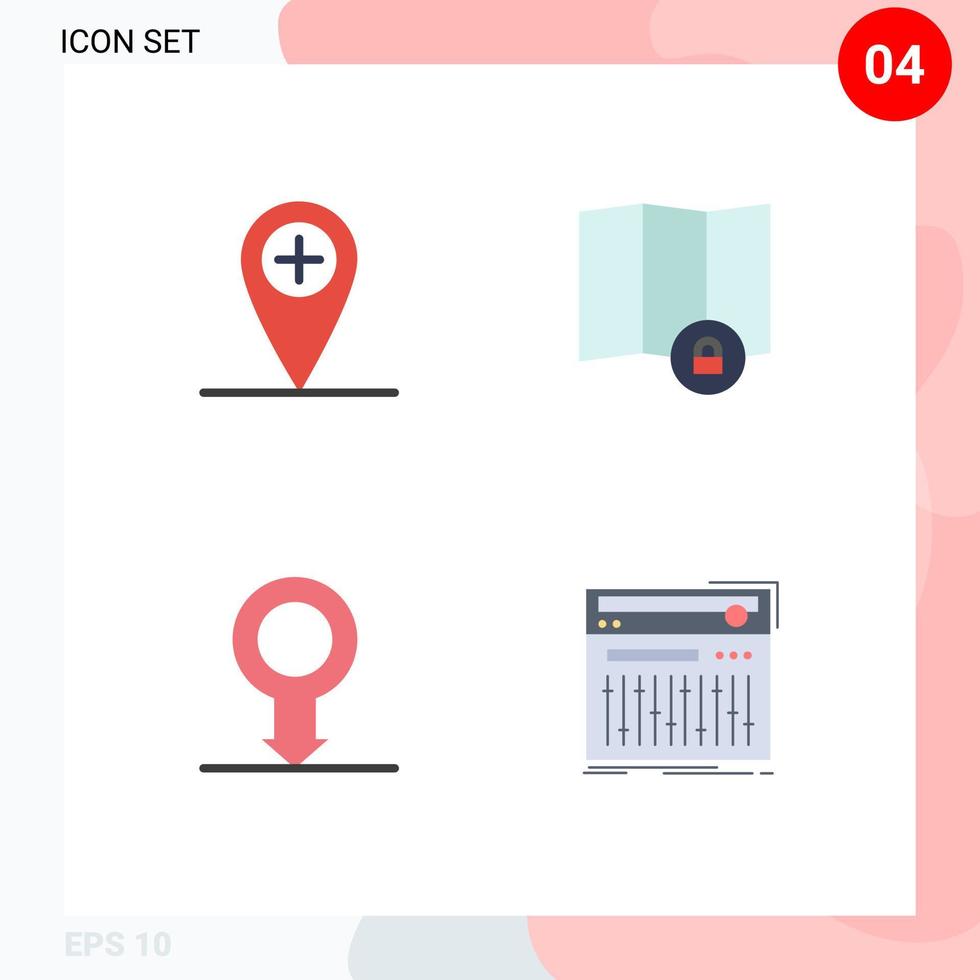 Universal Icon Symbols Group of 4 Modern Flat Icons of add control location human midi Editable Vector Design Elements