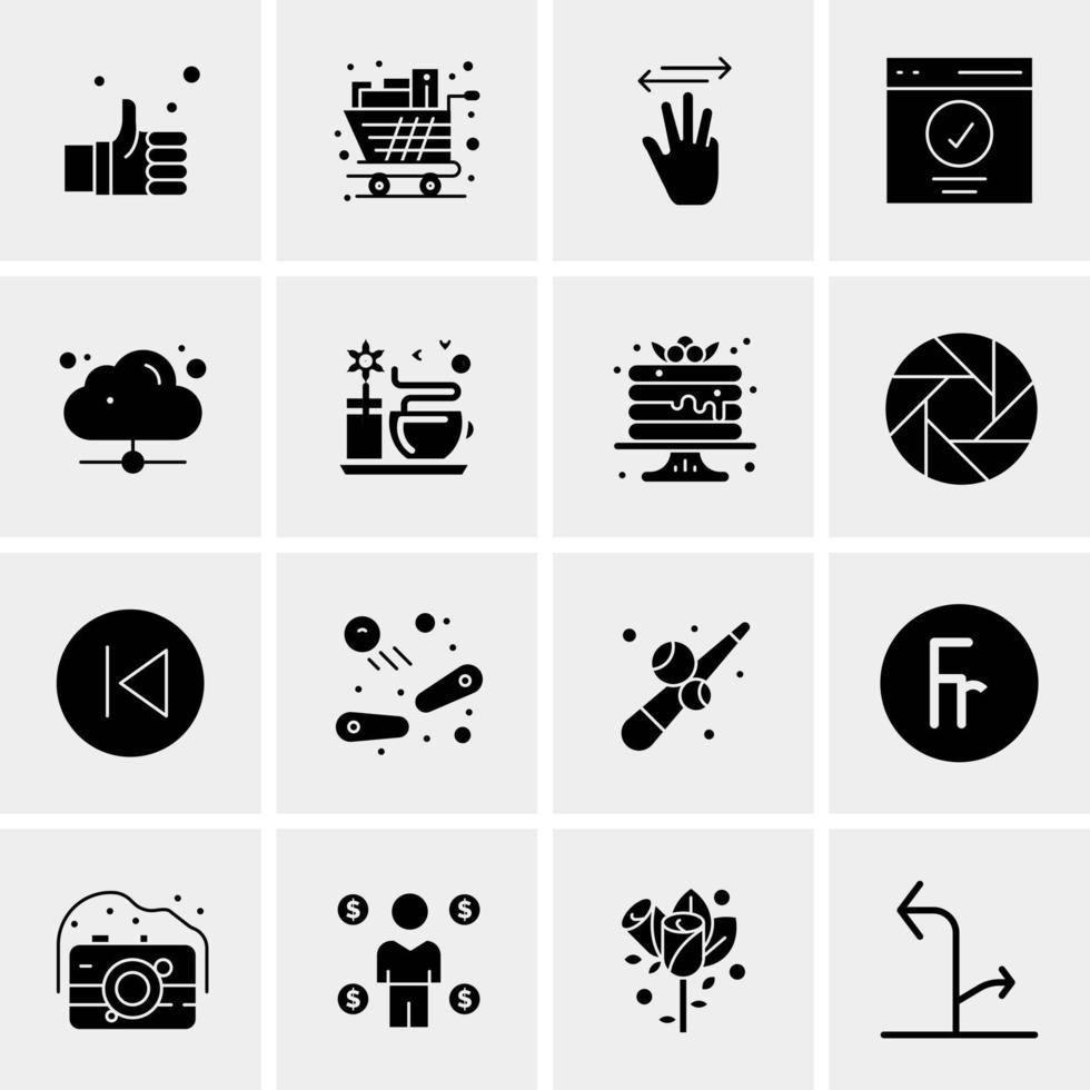 16 iconos de negocios universales vector ilustración de icono creativo para usar en proyectos relacionados con la web y dispositivos móviles