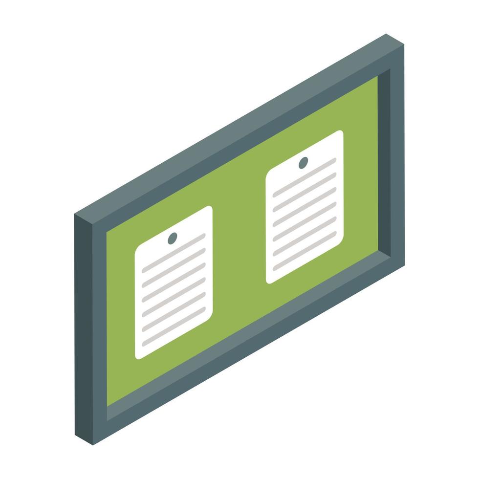 An icon design of noticeboard vector