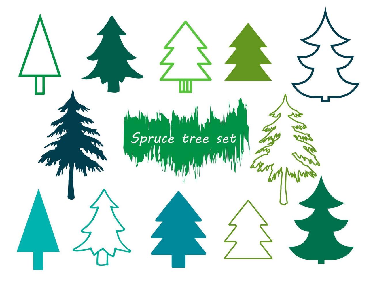 Vector set of different coniferous trees.