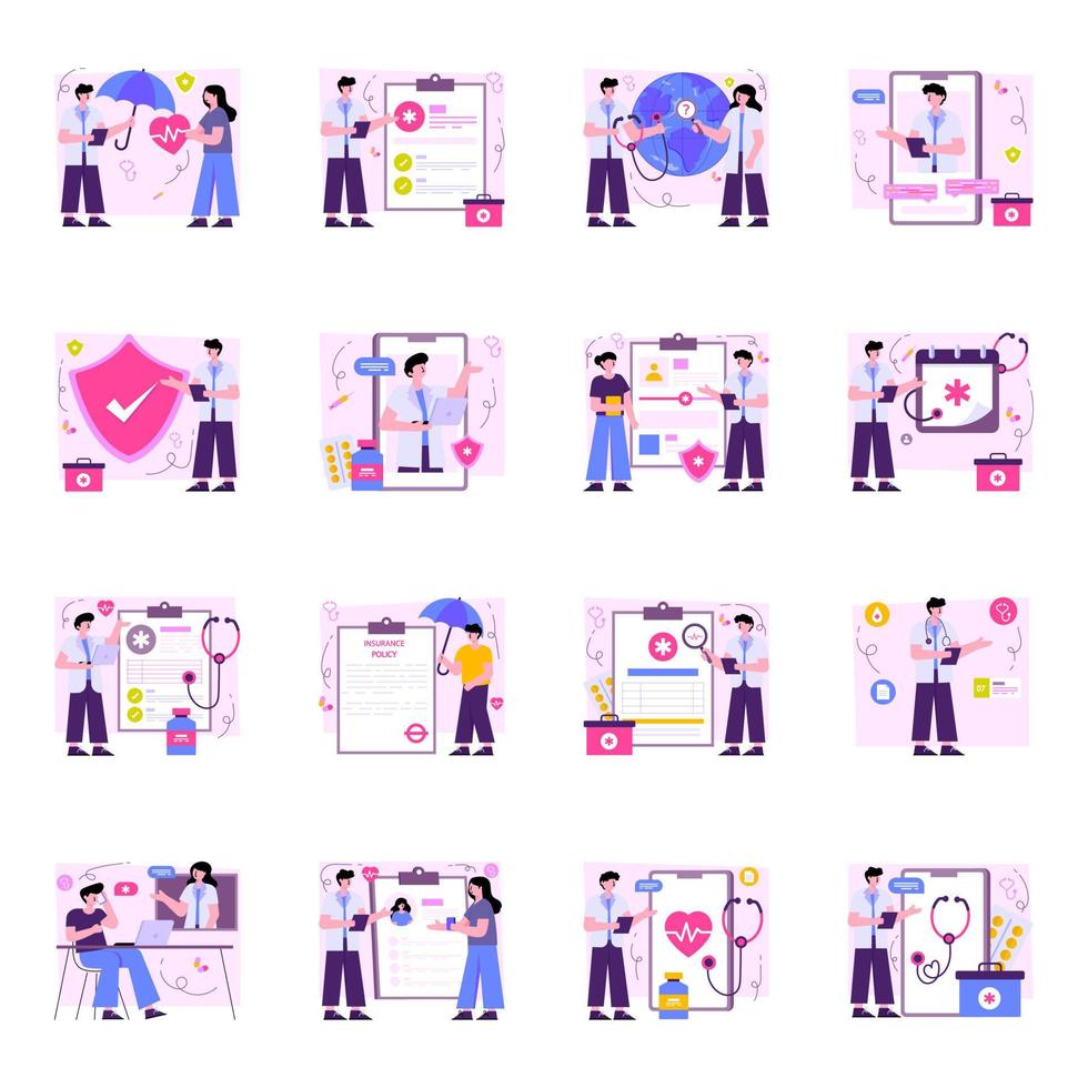 Pack of Medical Flat Illustrations vector