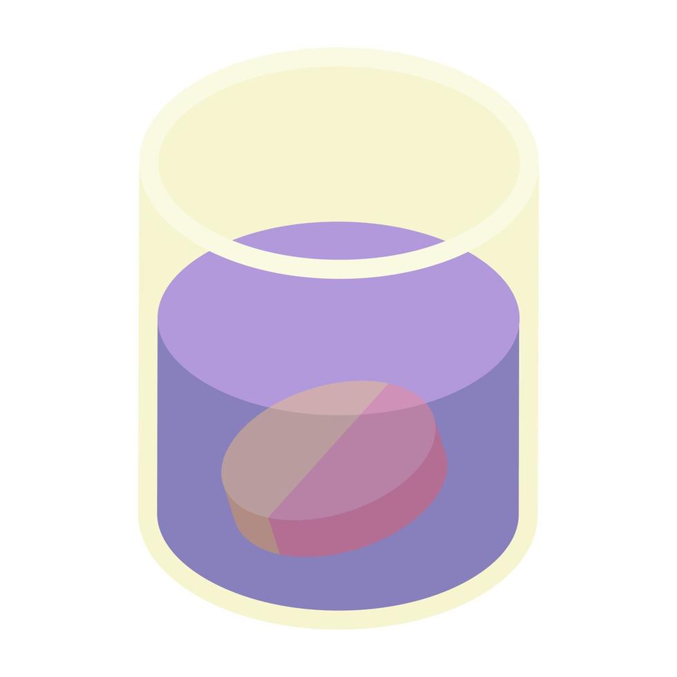 Conceptual isometric design icon of pill dissolving vector