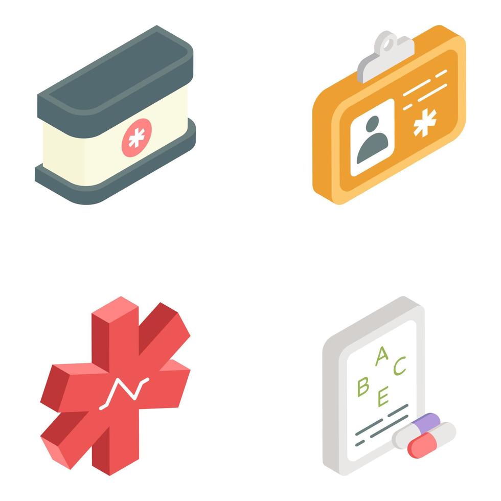 Pack of Medication Isometric Icons vector