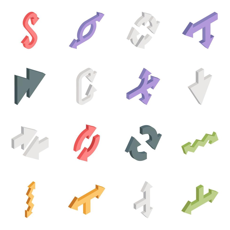 paquete de iconos isométricos de flechas vector