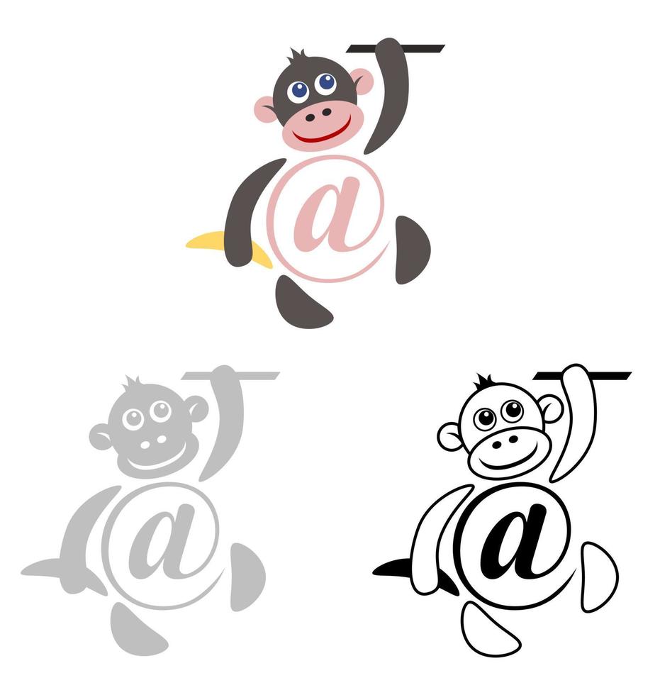 international sign email, animals monkey vector