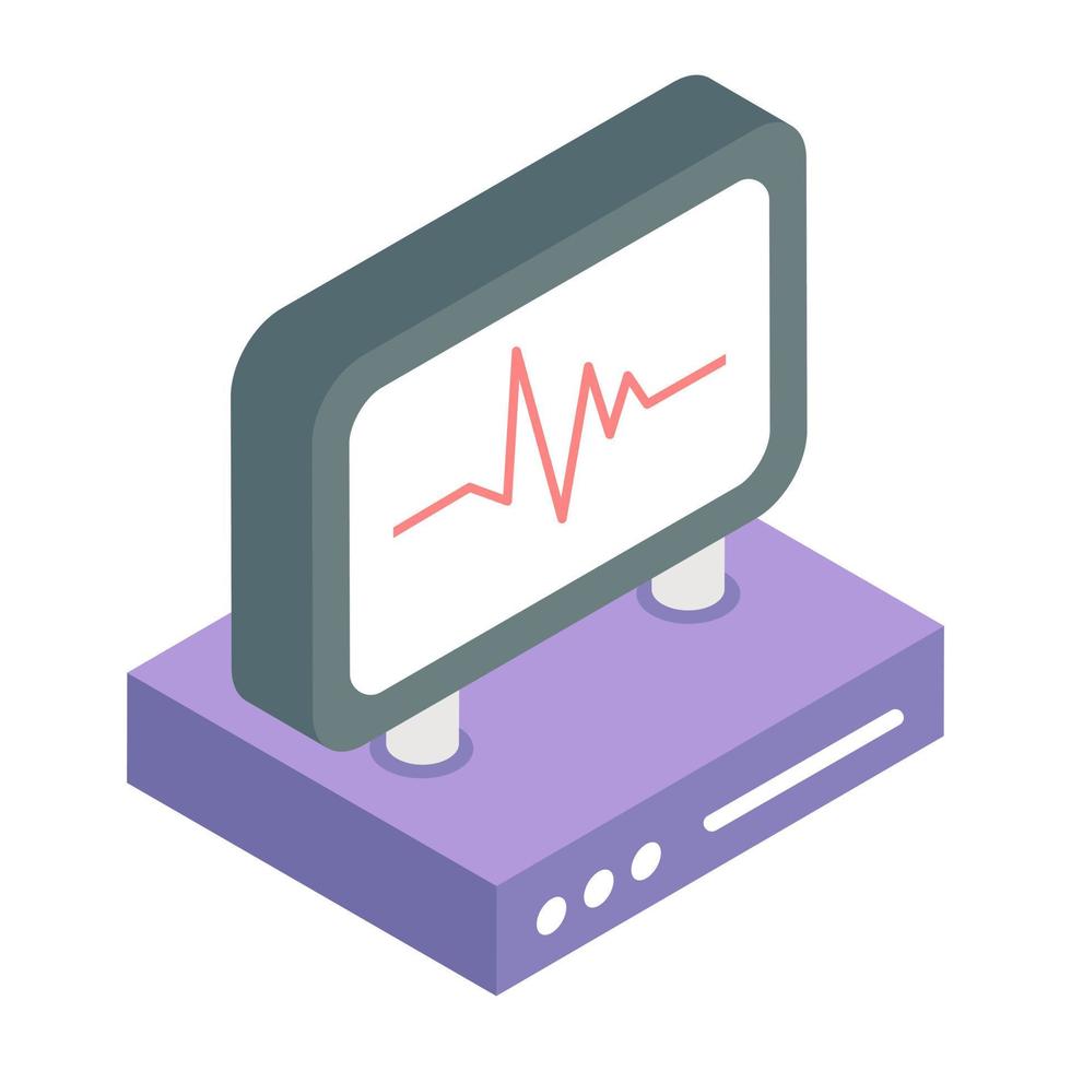 un icono de diseño único del monitor de ecg vector