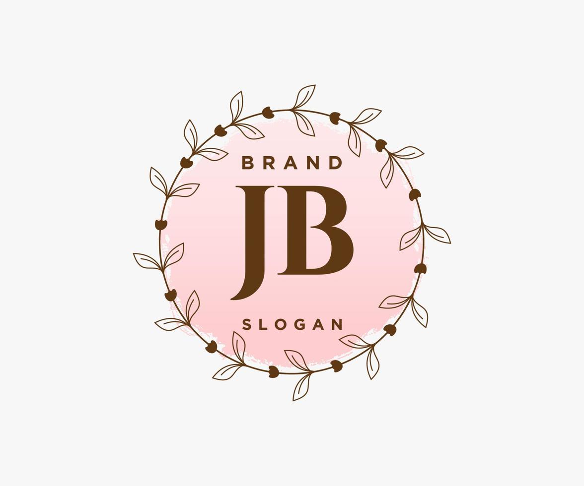 logotipo femenino jb inicial. utilizable para logotipos de naturaleza, salón, spa, cosmética y belleza. elemento de plantilla de diseño de logotipo de vector plano.