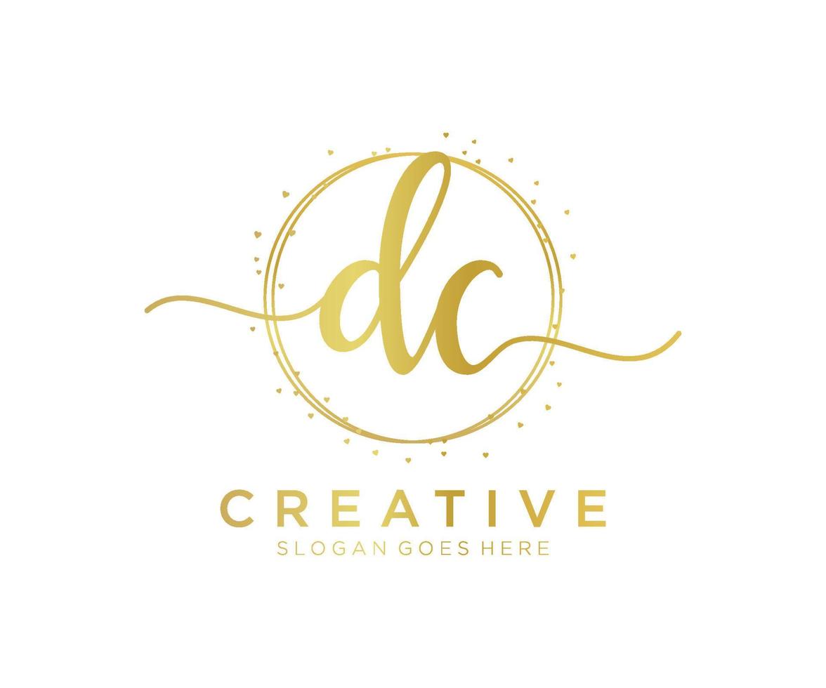 Initial DC feminine logo. Usable for Nature, Salon, Spa, Cosmetic and Beauty Logos. Flat Vector Logo Design Template Element.
