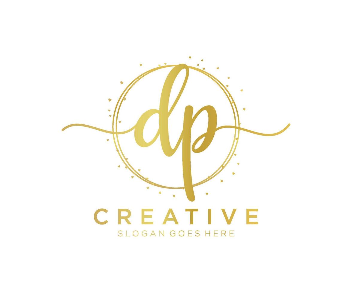 Initial DP feminine logo. Usable for Nature, Salon, Spa, Cosmetic and Beauty Logos. Flat Vector Logo Design Template Element.