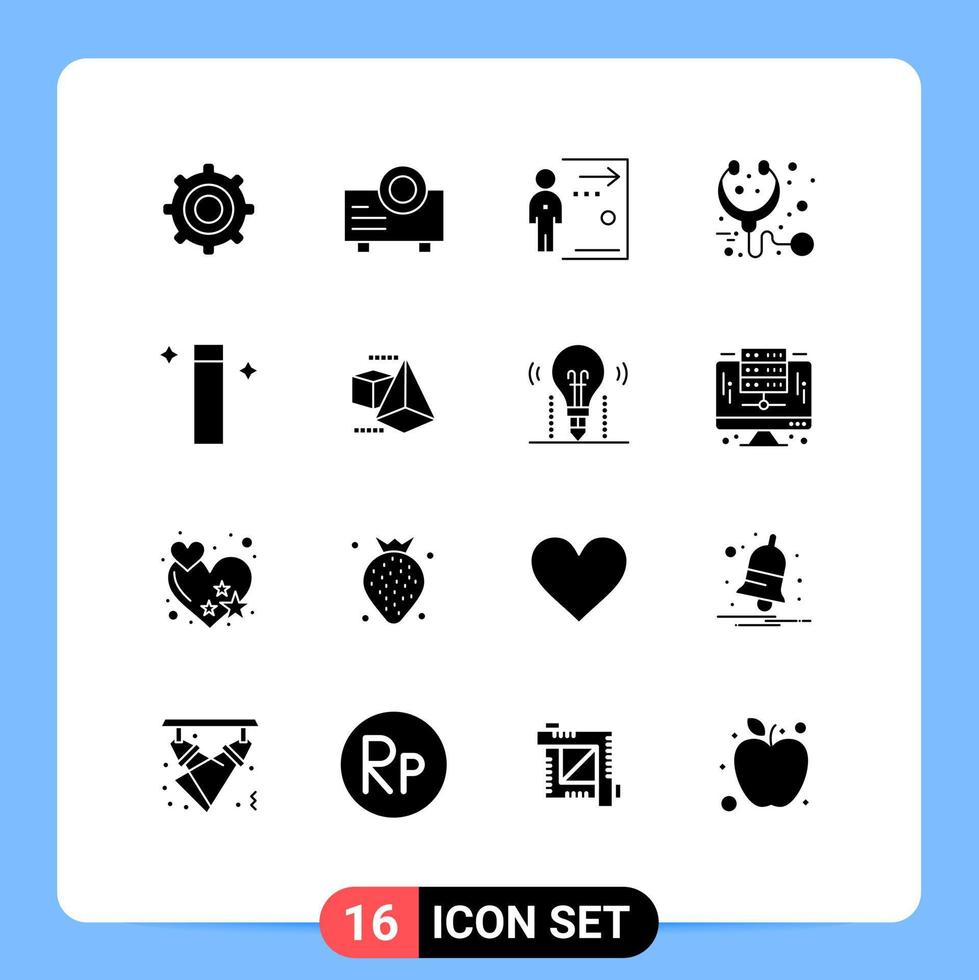 16 Creative Icons Modern Signs and Symbols of wizard magic fired stethoscope health Editable Vector Design Elements