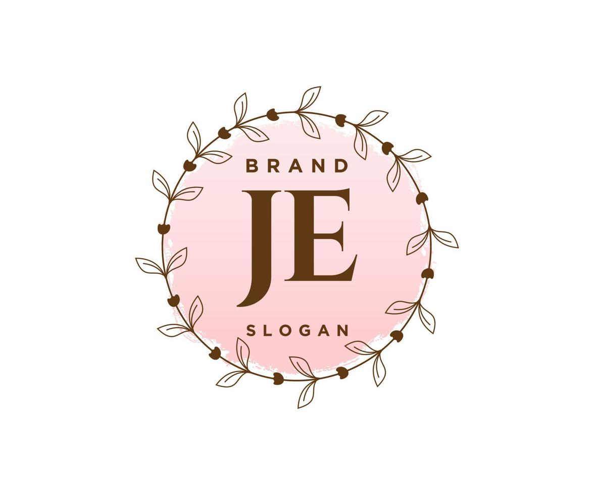 Initial JE feminine logo. Usable for Nature, Salon, Spa, Cosmetic and Beauty Logos. Flat Vector Logo Design Template Element.