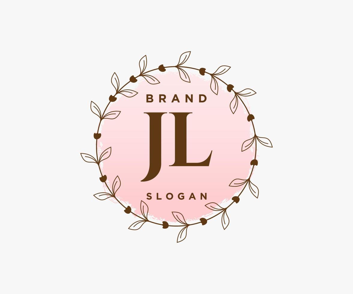 logotipo femenino jl inicial. utilizable para logotipos de naturaleza, salón, spa, cosmética y belleza. elemento de plantilla de diseño de logotipo de vector plano.