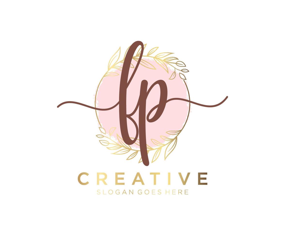 Initial FP feminine logo. Usable for Nature, Salon, Spa, Cosmetic and Beauty Logos. Flat Vector Logo Design Template Element.