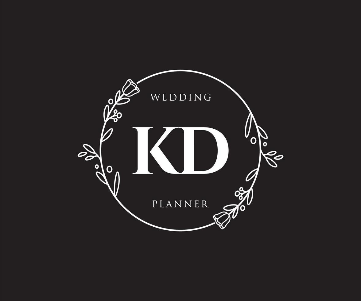 logotipo femenino kd inicial. utilizable para logotipos de naturaleza, salón, spa, cosmética y belleza. elemento de plantilla de diseño de logotipo de vector plano.
