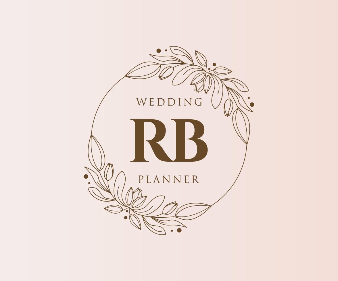 RB Initials letter Wedding monogram logos collection, hand drawn modern minimalistic and floral templates for Invitation cards, Save the Date, elegant identity for restaurant, boutique, cafe in vector