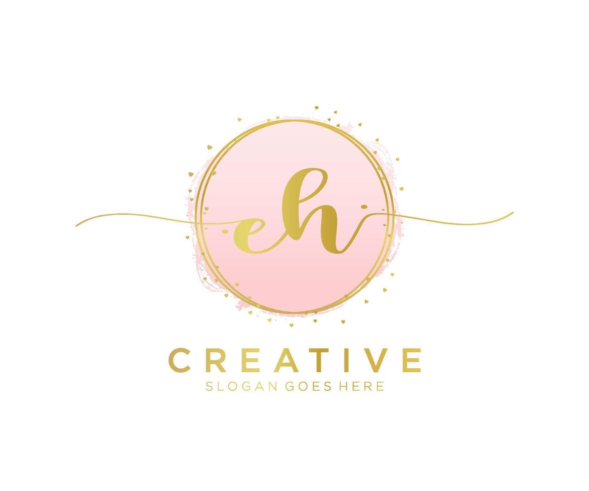 Initial EH feminine logo. Usable for Nature, Salon, Spa, Cosmetic and Beauty Logos. Flat Vector Logo Design Template Element.