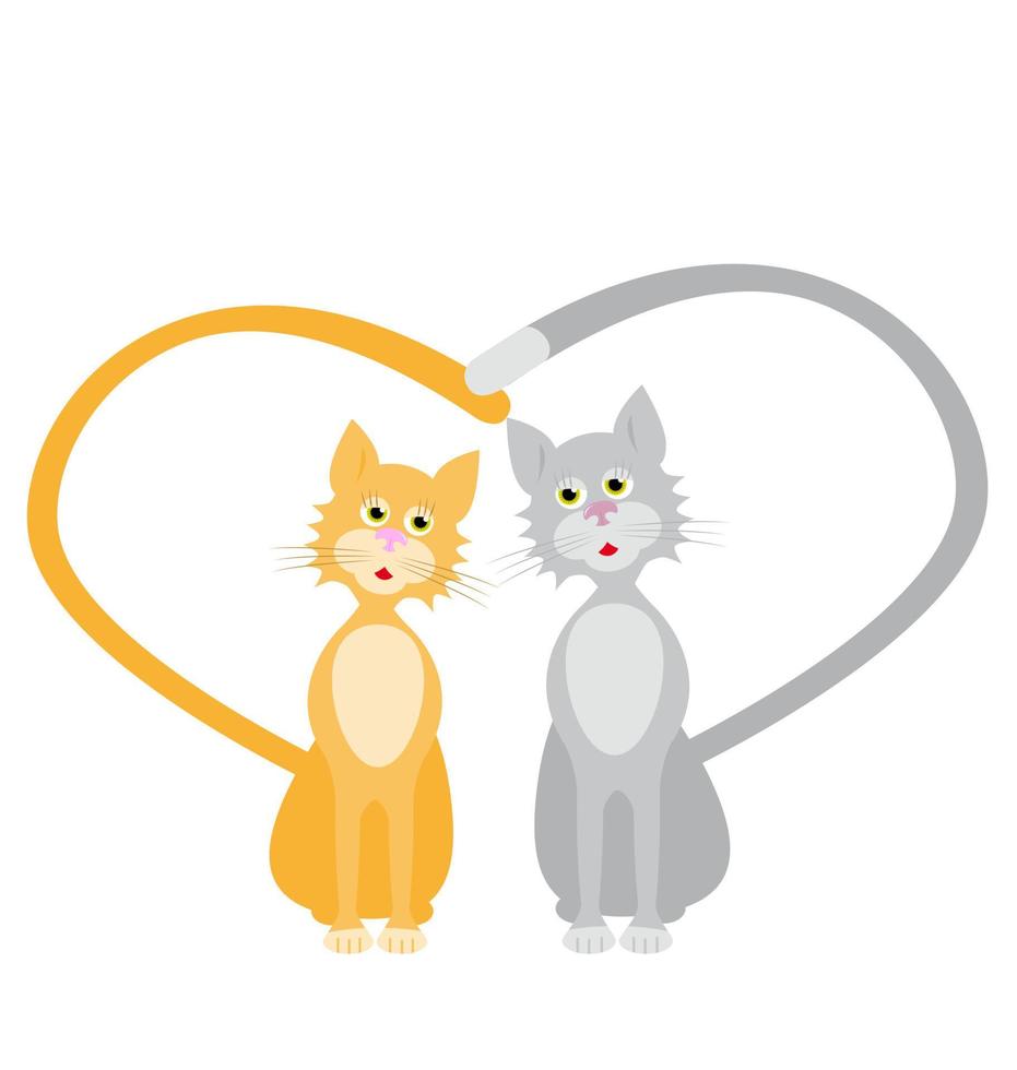 loves red and gray cats vector