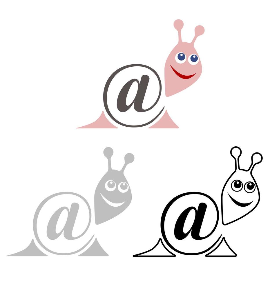 international sign email, animals snail vector