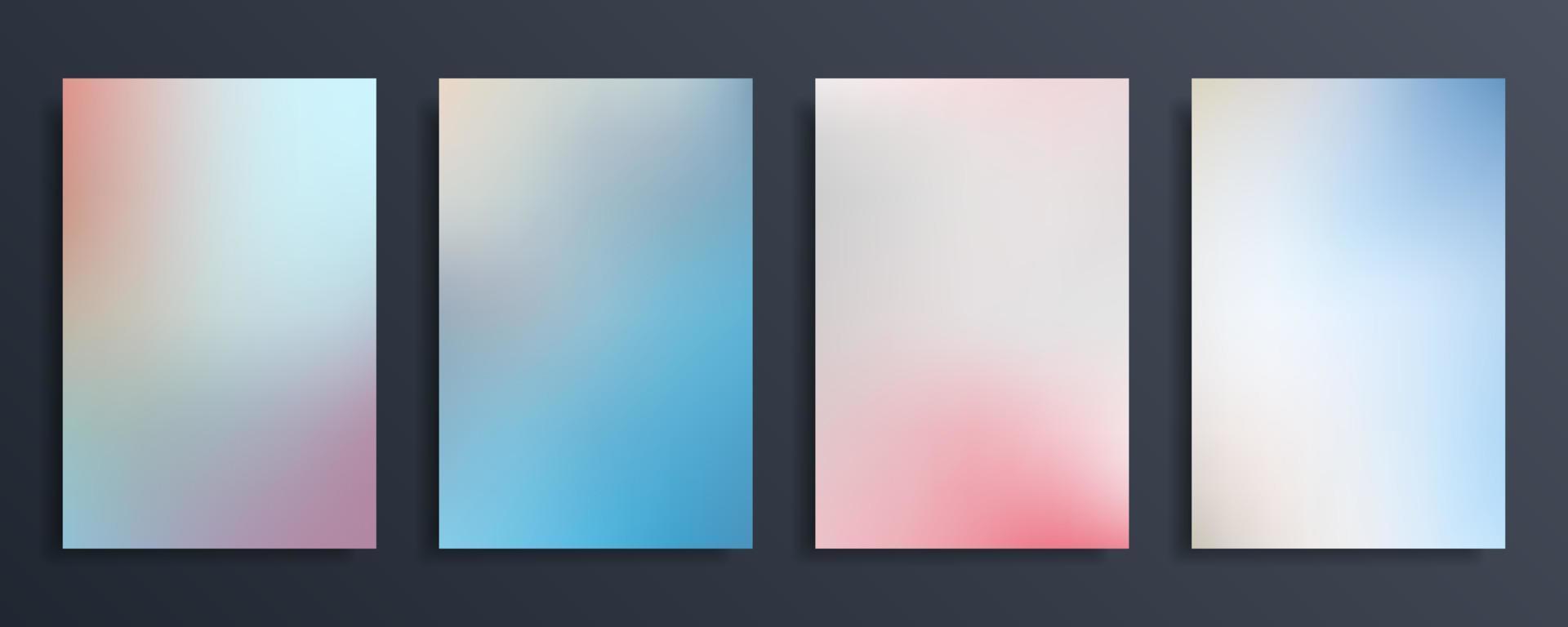 Set abstract gradient blurred background in light pastel color. vector