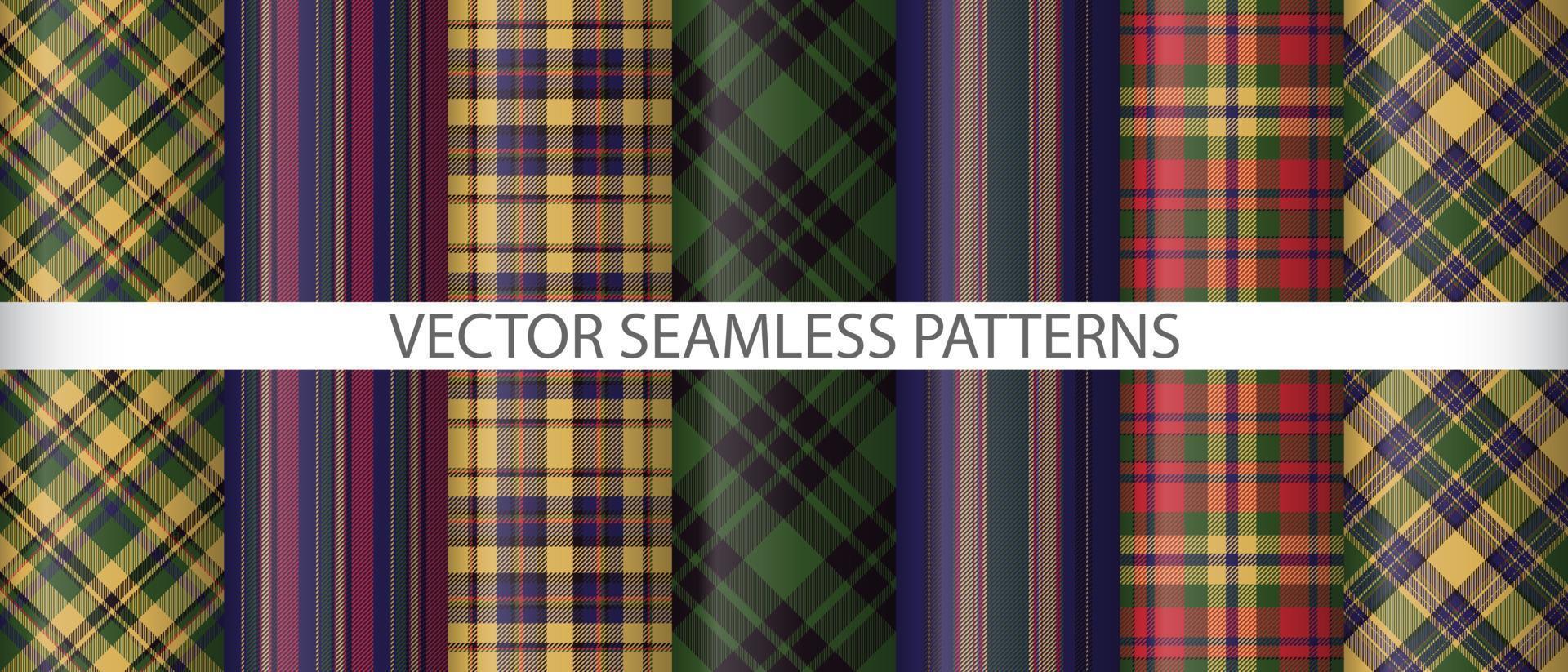establezca la verificación de antecedentes del patrón. tela escocesa de textura textil. tela de vector de tartán sin costuras.