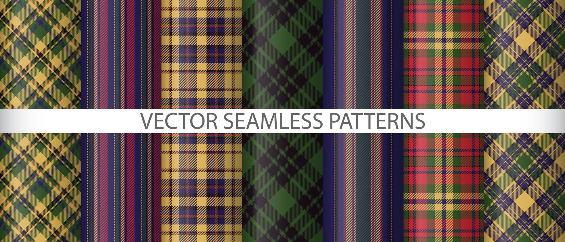 Set pattern background check. Textile texture plaid. Tartan vector fabric seamless.
