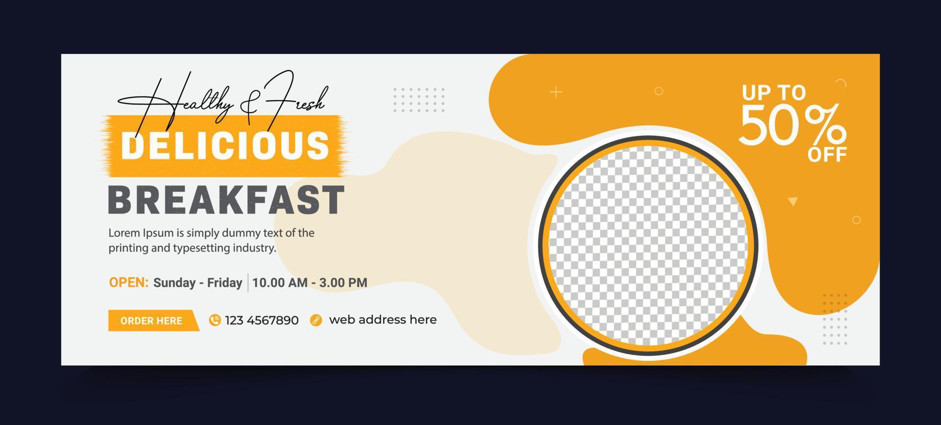 Fast Food culinary ads banner template food restaurant banner ad post. Web Banner social media post cover template vector