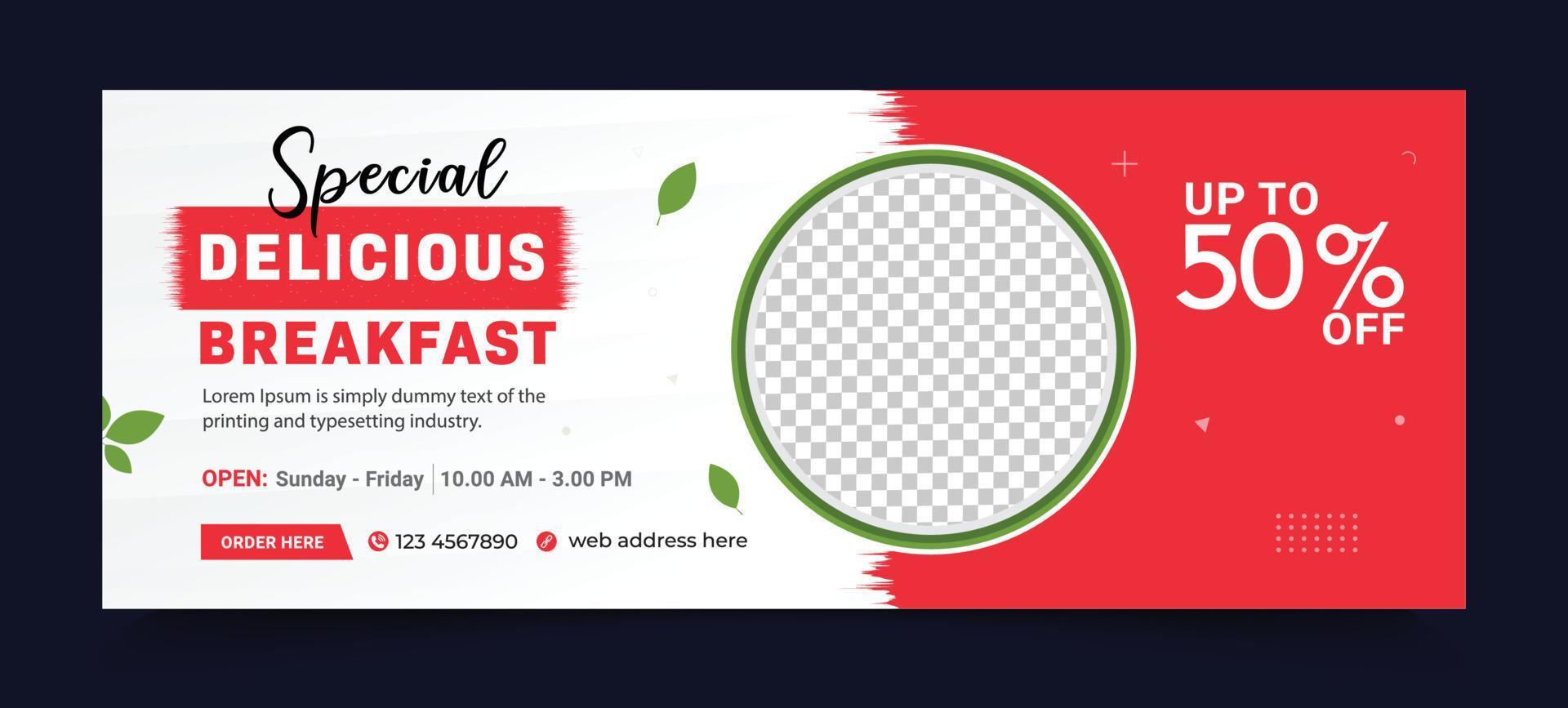 Fast Food culinary ads banner template food restaurant banner ad post. Web Banner social media post cover template vector