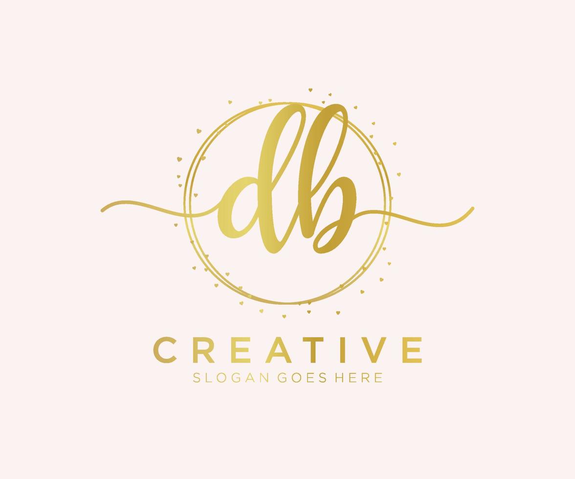 Initial DB feminine logo. Usable for Nature, Salon, Spa, Cosmetic and Beauty Logos. Flat Vector Logo Design Template Element.