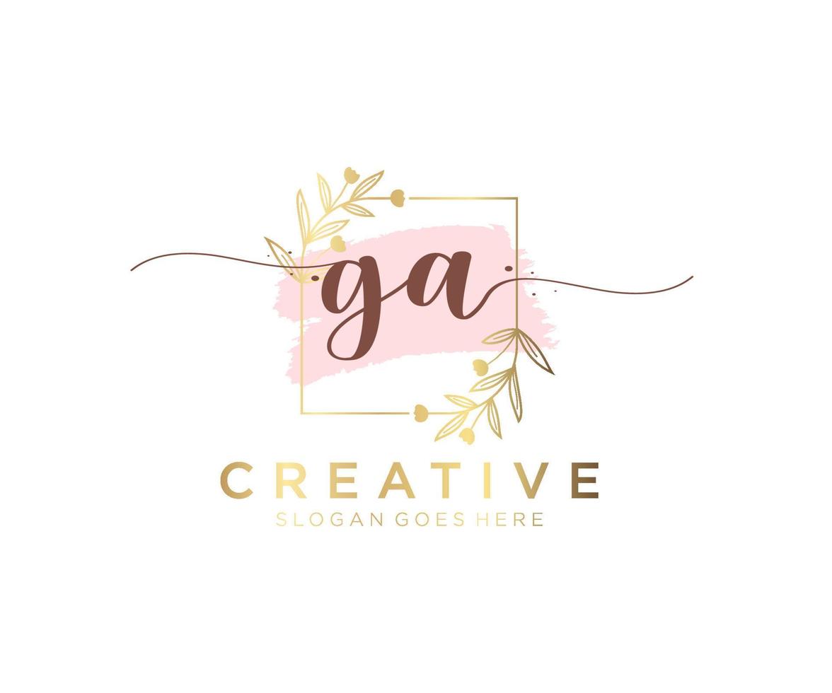 Initial GA feminine logo. Usable for Nature, Salon, Spa, Cosmetic and Beauty Logos. Flat Vector Logo Design Template Element.