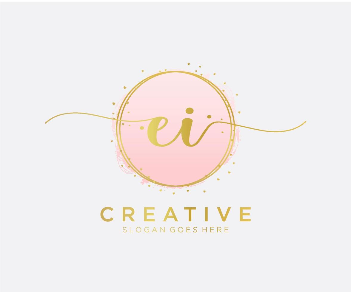 Initial EI feminine logo. Usable for Nature, Salon, Spa, Cosmetic and Beauty Logos. Flat Vector Logo Design Template Element.