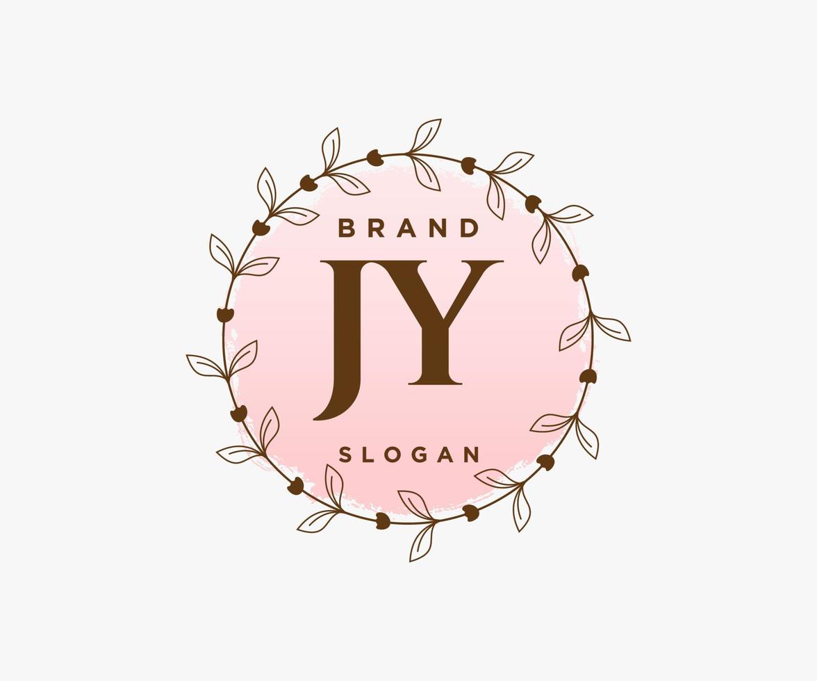 Initial JY feminine logo. Usable for Nature, Salon, Spa, Cosmetic and Beauty Logos. Flat Vector Logo Design Template Element.