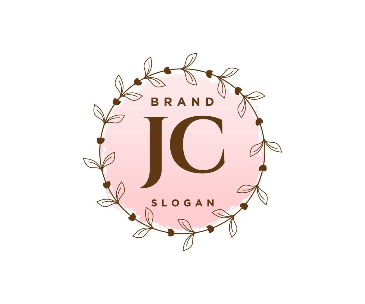 Initial JC feminine logo. Usable for Nature, Salon, Spa, Cosmetic and Beauty Logos. Flat Vector Logo Design Template Element.