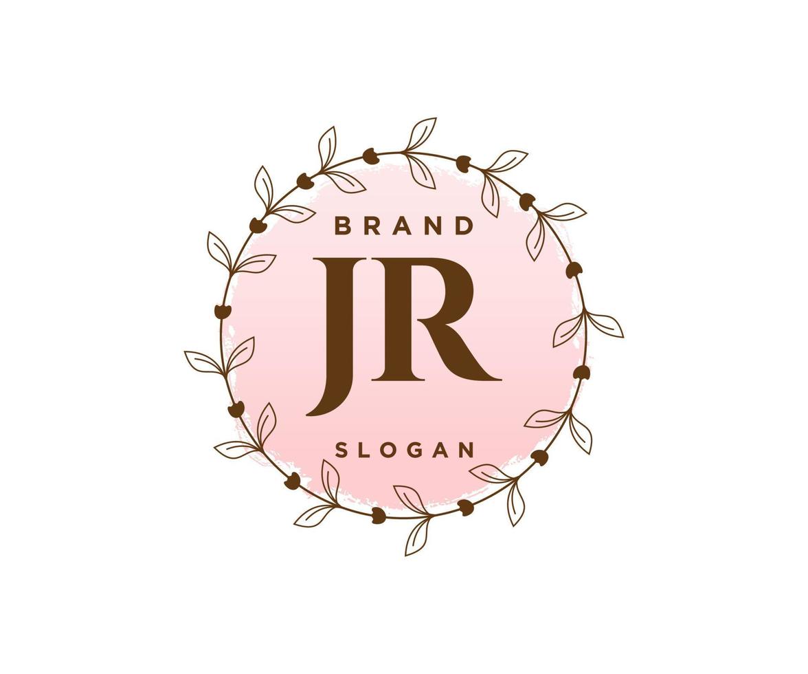 Initial JR feminine logo. Usable for Nature, Salon, Spa, Cosmetic and Beauty Logos. Flat Vector Logo Design Template Element.