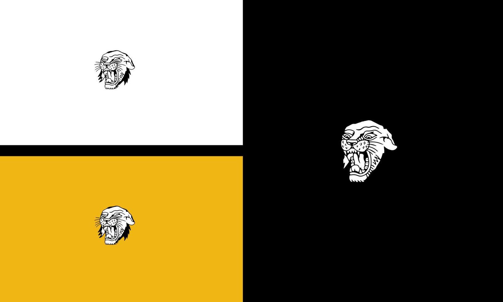 head tiger and fangs vector outline design