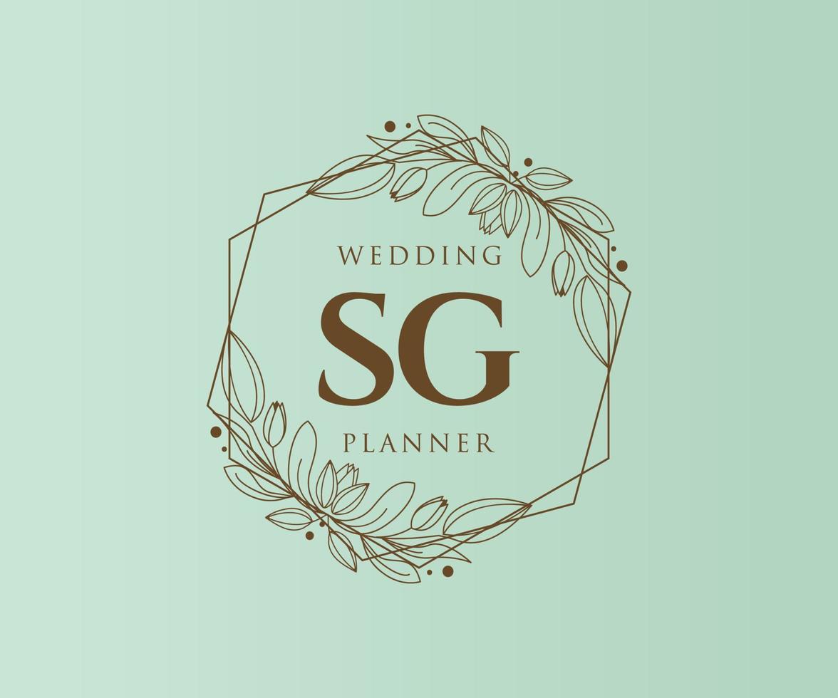 SG Initials letter Wedding monogram logos collection, hand drawn modern minimalistic and floral templates for Invitation cards, Save the Date, elegant identity for restaurant, boutique, cafe in vector