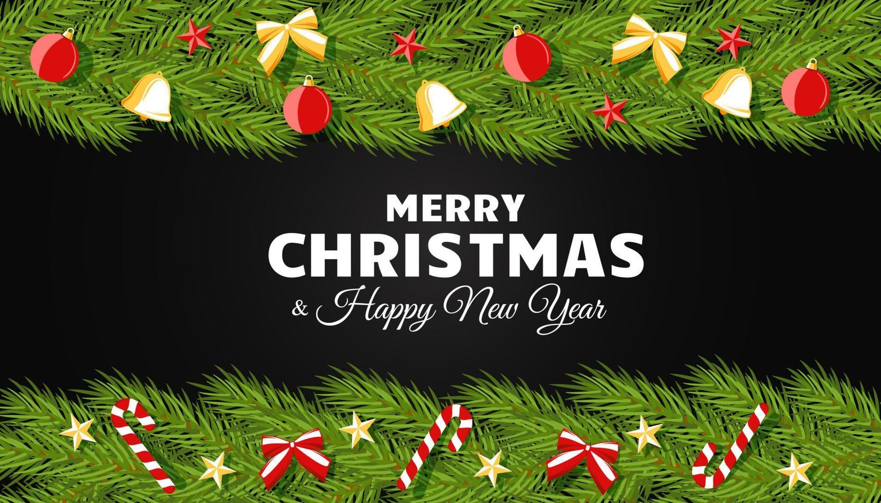 Christmas vector banner with a strip of fir branches