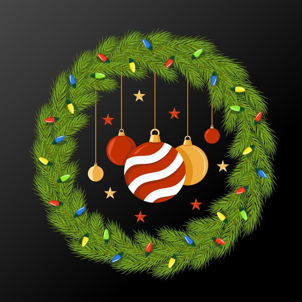 Christmas wreath of fir branches vector