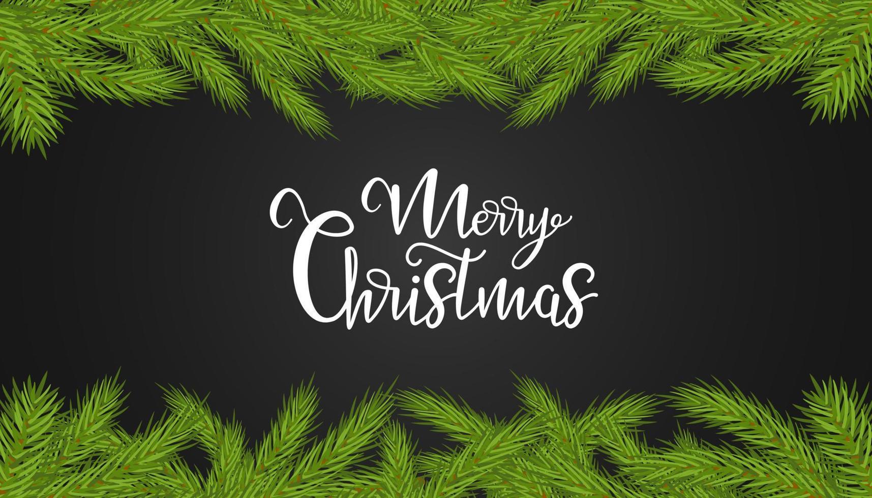 Christmas vector banner with a strip of fir branches