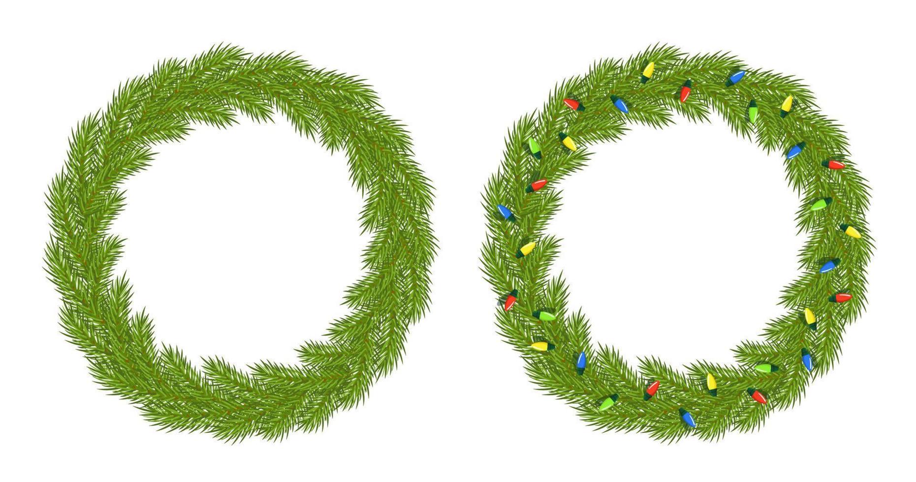 Christmas wreaths from fir branches for design vector
