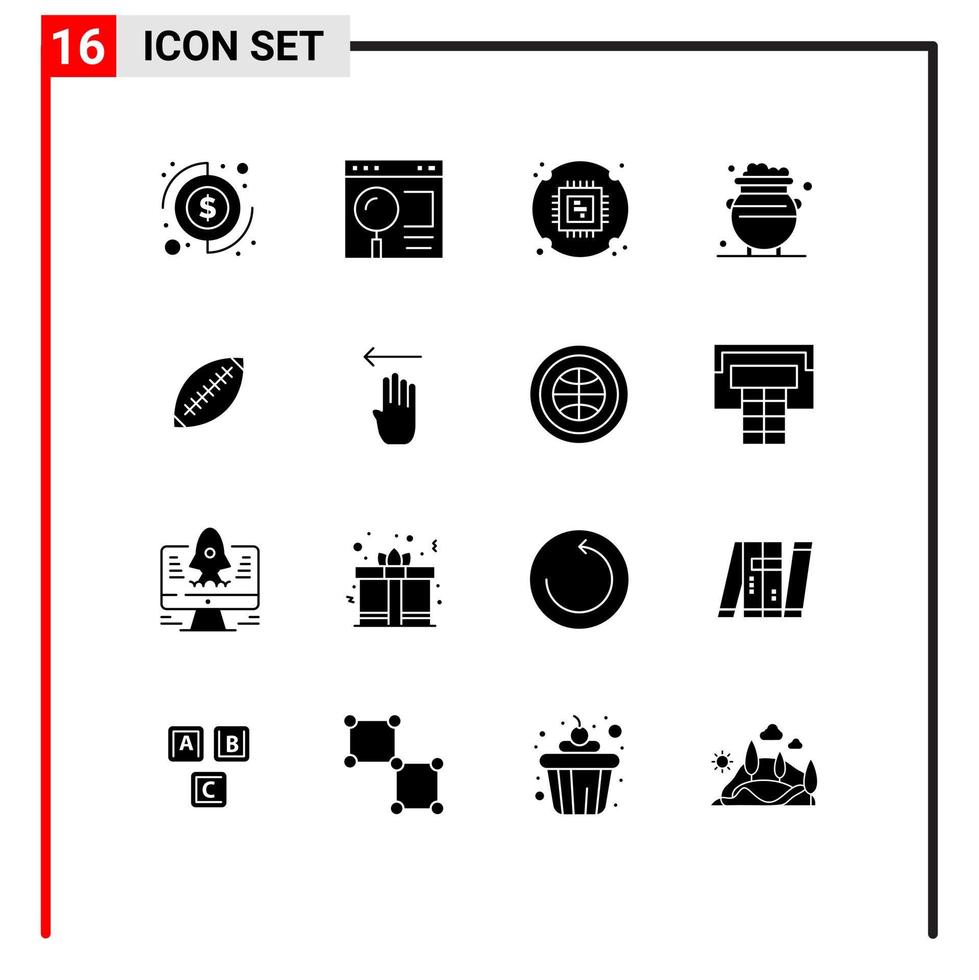 16 Thematic Vector Solid Glyphs and Editable Symbols of money luck web gold hardware Editable Vector Design Elements