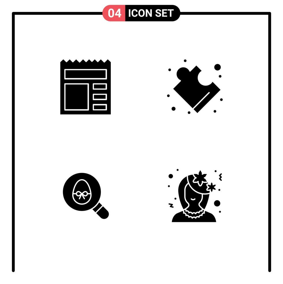 4 Solid Glyph concept for Websites Mobile and Apps document easter bank solution avatar Editable Vector Design Elements