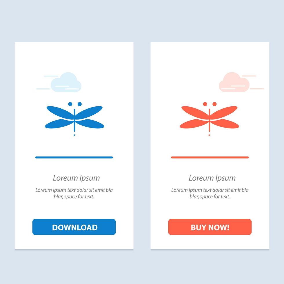 Dragon Dragonfly Dragons Fly Spring  Blue and Red Download and Buy Now web Widget Card Template vector