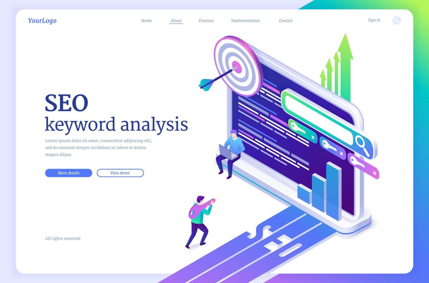 Vector banner of SEO keyword analysis