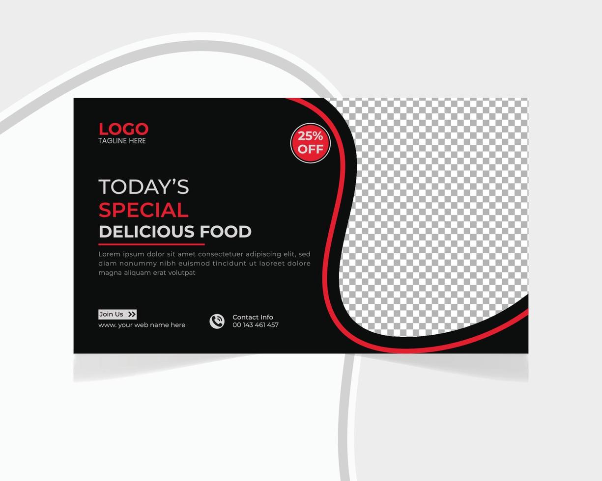 Restaurant food menu youtube thumbnail business and web banner template design vector
