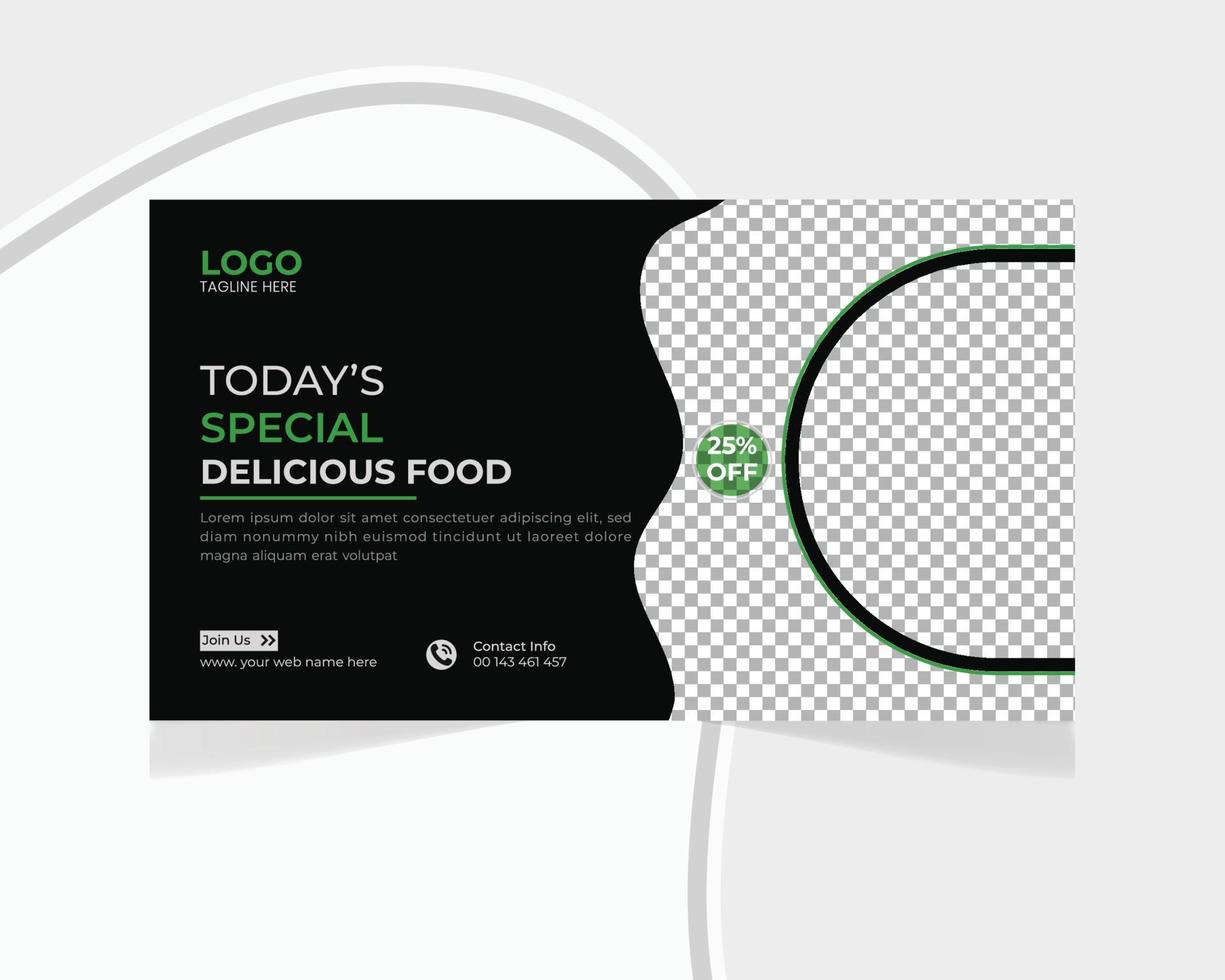 Restaurant food menu youtube thumbnail business and web banner template design vector