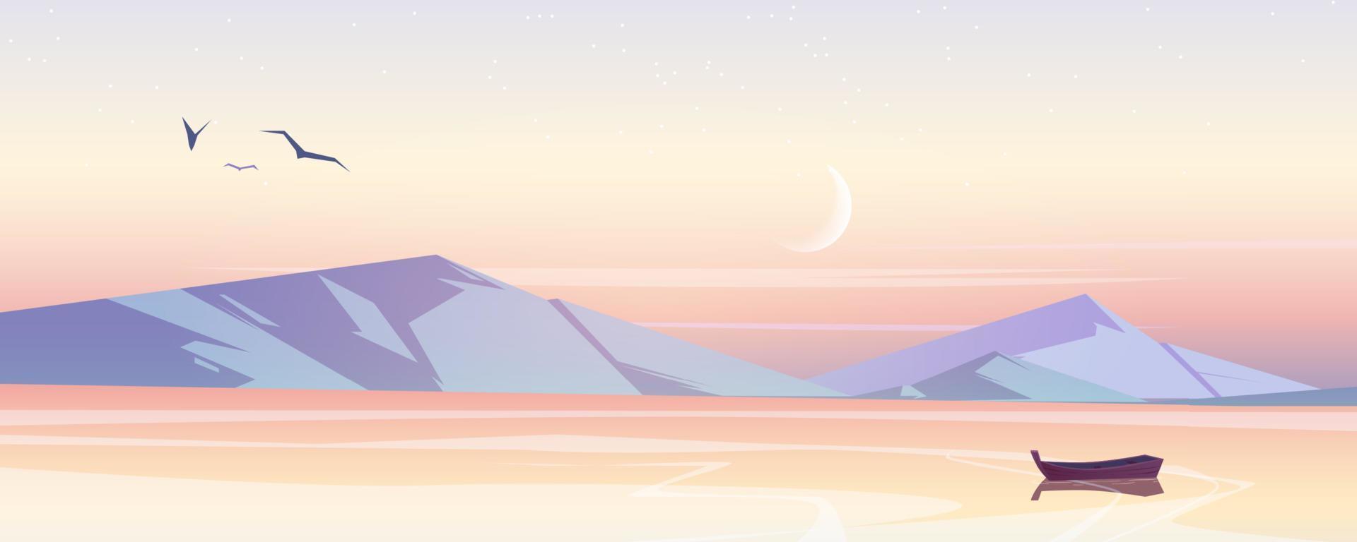 paisaje marino con montañas en la mañana vector