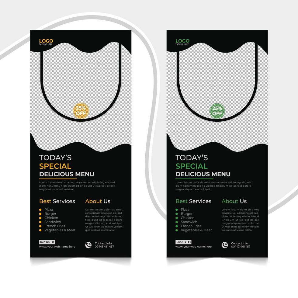 Rack card dl flyer food menu design template vector