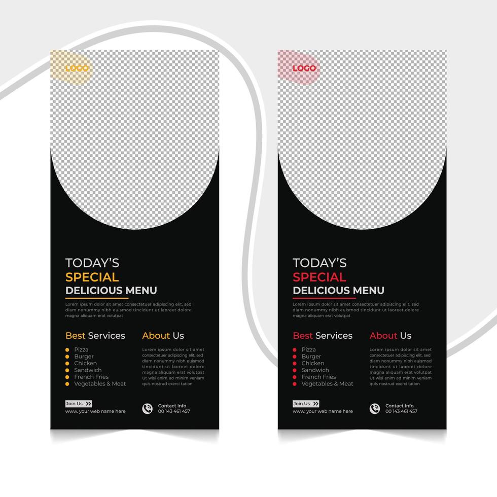 Rack card dl flyer food menu design template vector