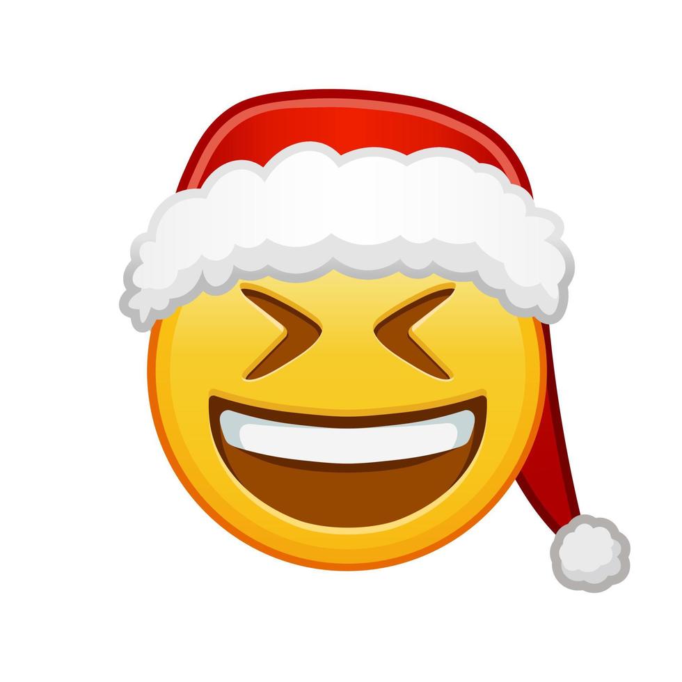 cara sonriente de navidad con la boca abierta y los ojos bien cerrados gran tamaño de emoji amarillo sonrisa vector