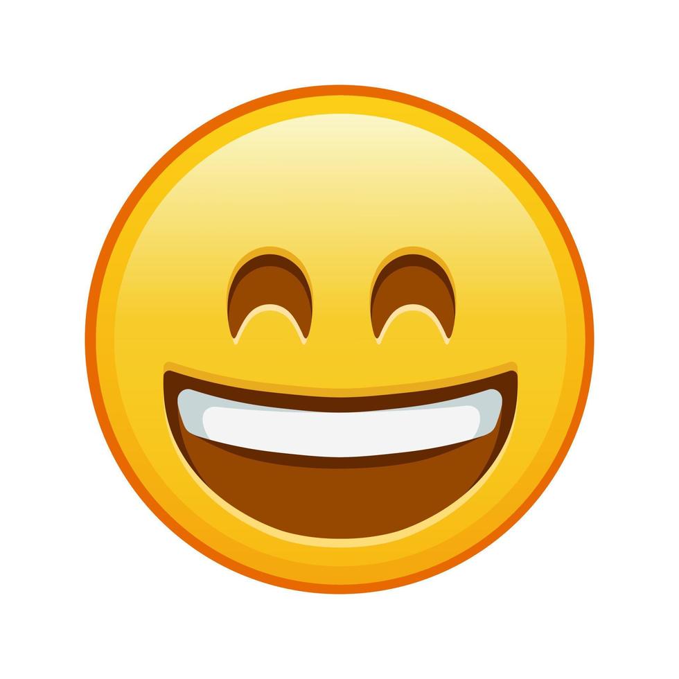 cara sonriente con la boca abierta y ojos risueños de gran tamaño de emoji amarillo sonrisa vector